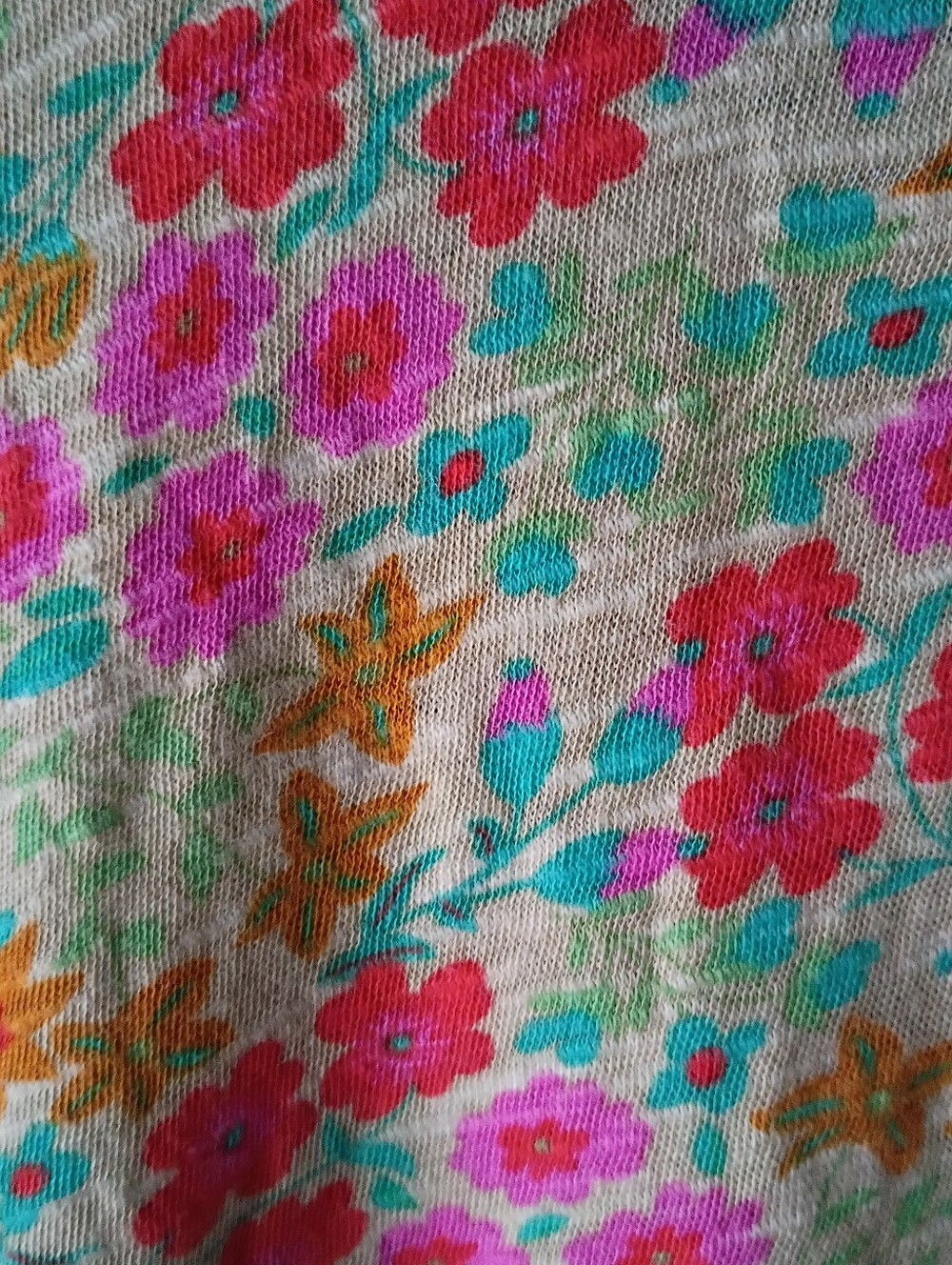 Natural Life Lily Cotton Floral Tee Lettuce Hem Pink Red Boho Cottage Quiet Lux - Picture 3 of 6